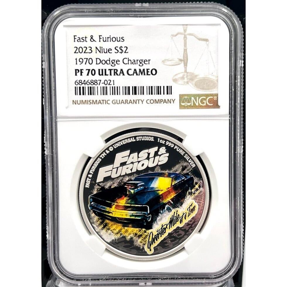 NGC MS70 2023 Fast and Furious Dodge Charger 1oz Silver Coin