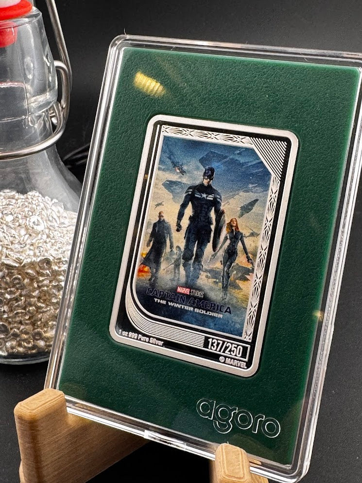 2025 Agoro Marvel Infinity Trading Coins Captain America 137/250 1oz .999 Silver