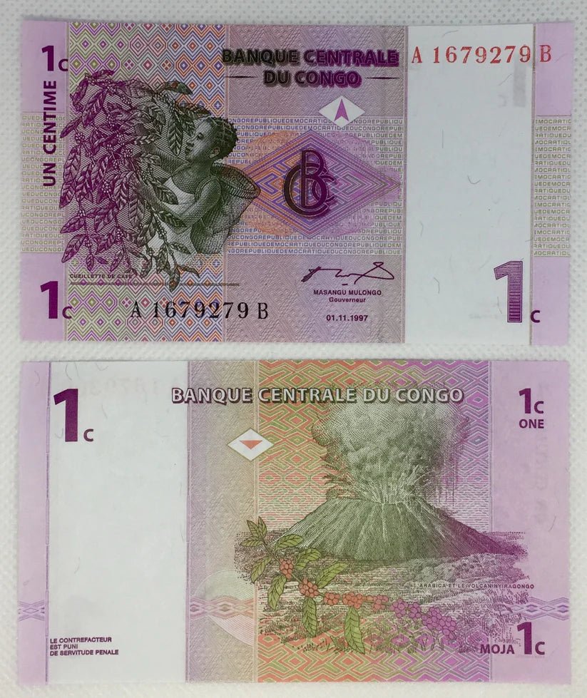 CONGO BANKNOTE UNC | 1 CENTIME 1997