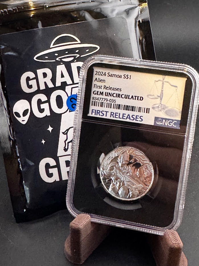 2024 Samoa Proof Like $1 Alien FR NGC Gem Uncirculated 1/2oz .999 Silver Coin