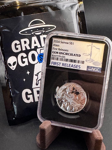2024 Samoa Proof Like $1 Alien FR NGC Gem Uncirculated 1/2oz .999 Silver Coin
