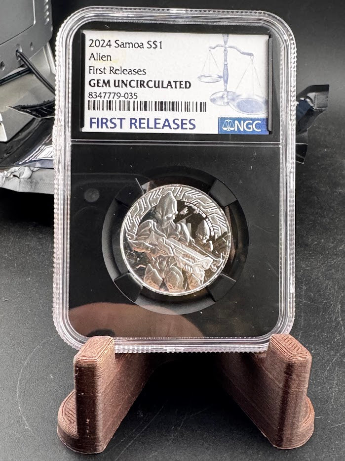 2024 Samoa Proof Like $1 Alien FR NGC Gem Uncirculated 1/2oz .999 Silver Coin