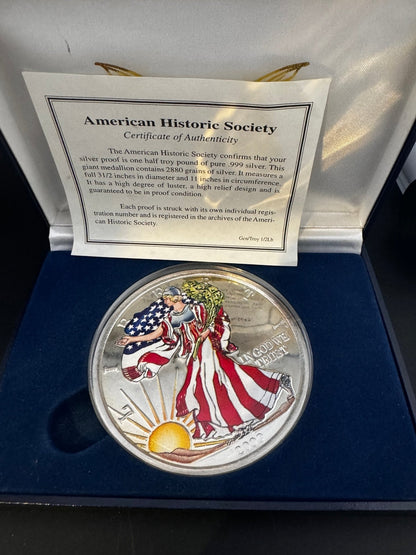 2000 Color American Silver Eagle .999 Silver 6oz 1/2lb Coin