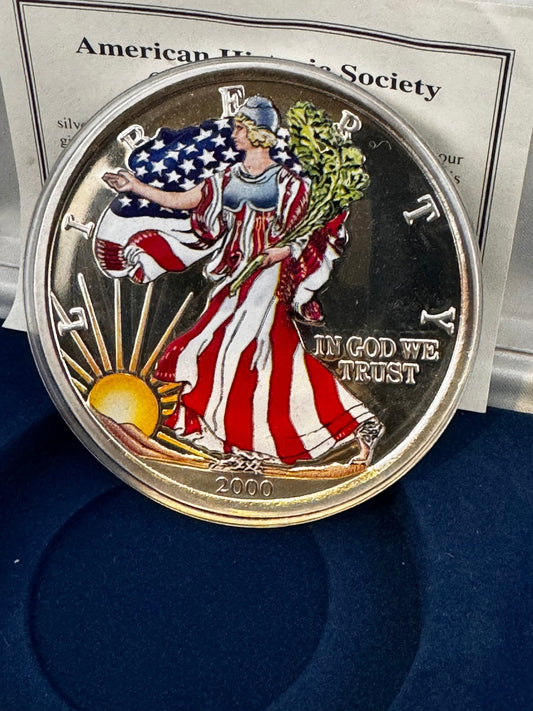 2000 Color American Silver Eagle .999 Silver 6oz 1/2lb Coin