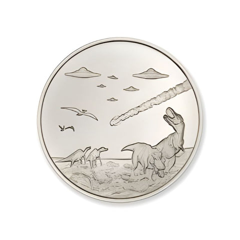 Intaglio UFOs Over Dinosaurs 1 Troy Ounce 39mm