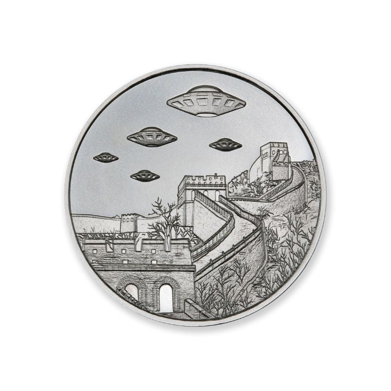 Intaglio UFOs Over The Great Wall Of China 2 Troy Ounce  39mm