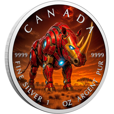 2025 Canada Maple Big Five Iron Rhino 1oz .9999 Silver