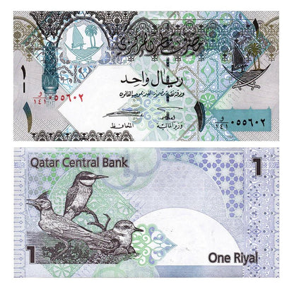 QATAR 1 RIYAL BANKNOTE UNC 2008 | BIRDS