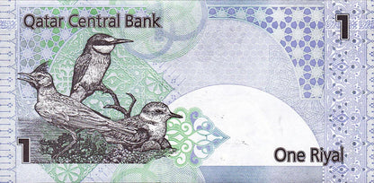 QATAR 1 RIYAL BANKNOTE UNC 2008 | BIRDS