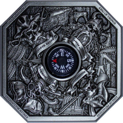 Komsco Today The kings of Pirates 2oz 999 Fine Silver w/Compass