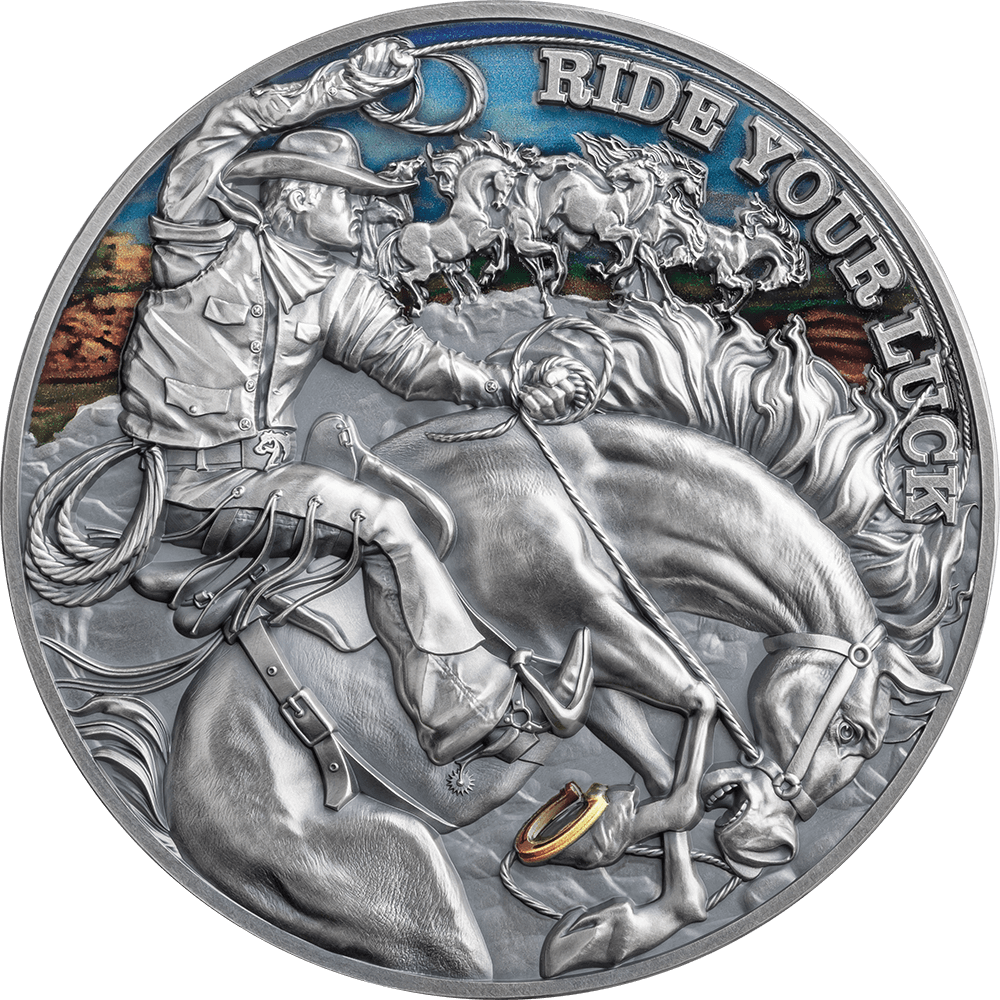 2023 2oz Ride Your Luck .999 Silver Coin Antique Finish
