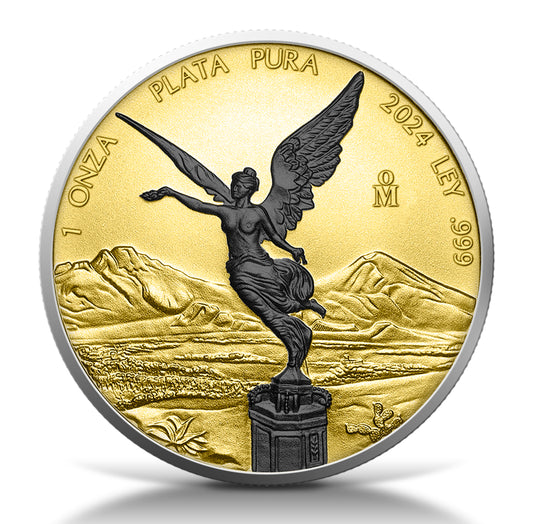 2024 Mexico Libertad Black Plat and Gold Gild Series 1oz .999 Silver Coin
