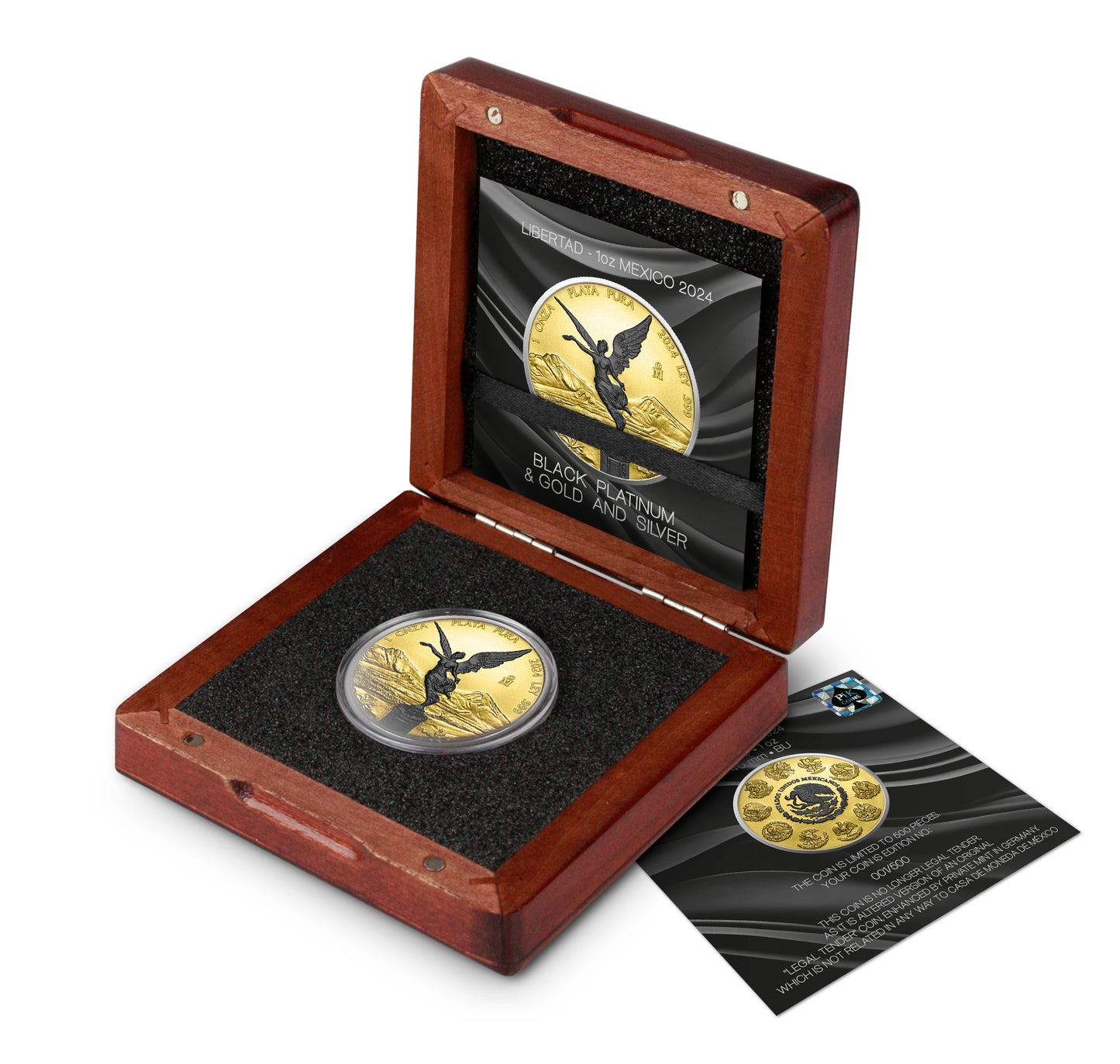 2024 Mexico Libertad Black Plat and Gold Gild Series 1oz .999 Silver Coin