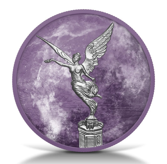 2024 Mexico Libertad 1oz .999 Silver Coin Purple Marble Edition