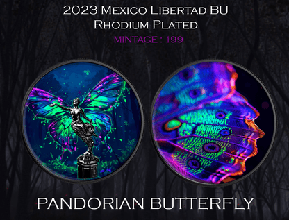 2023 Mexico Libertad 1oz .999 silver Colorized Pandorian Butterly Neon Coin