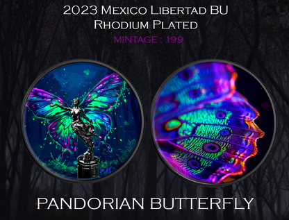 2023 Mexico Libertad 1oz .999 silver Colorized Pandorian Butterly Neon Coin