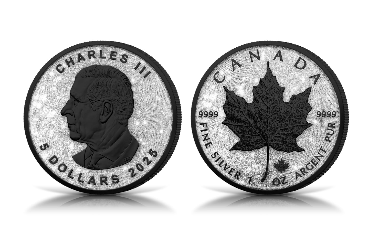 2025 Canadian Maple with Diamond Dust Maple Leaf Diamond Dust & Black Platinum