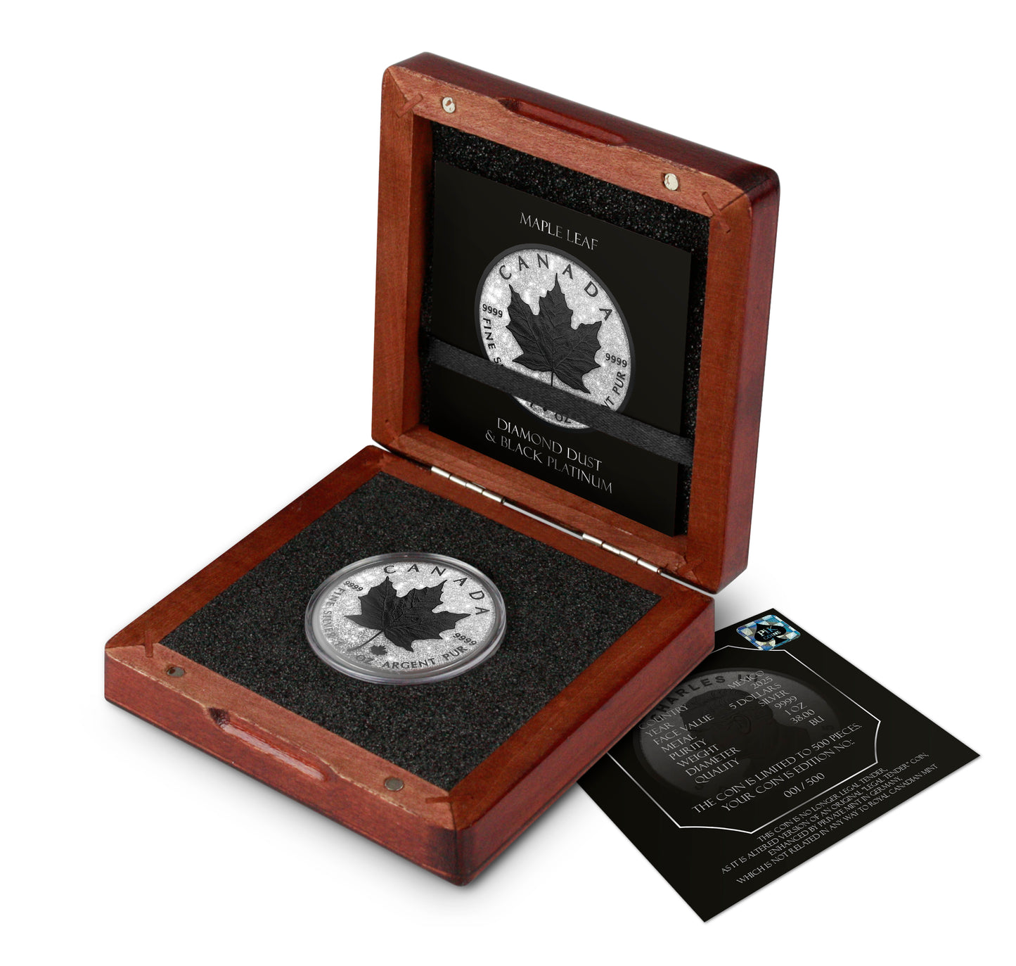 2025 Canadian Maple with Diamond Dust Maple Leaf Diamond Dust & Black Platinum