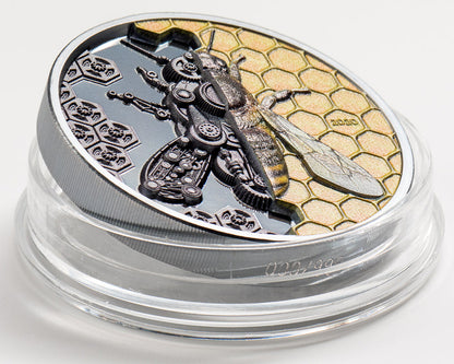 *MECHANICAL BEE Clockwork Evolution 3 Oz Silver Coin 2000 Togrog Mongolia 2020