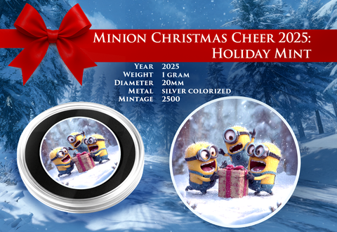 2025 Minion Christmas Cheer 1 gram .999 Silver Gram 20mm Diameter