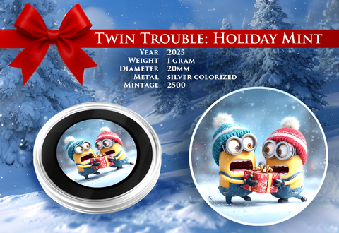 2025 Minion Twin Trouble 1 gram .999 Silver Gram 20mm Diameter