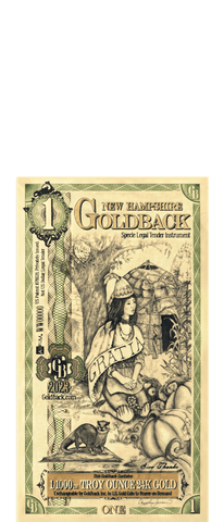 2024 New Hampshire Goldback Foil Note 1 Dollar .999 Gold