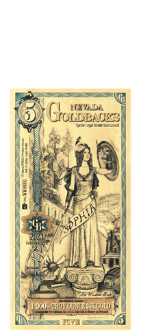 2024 Nevada Goldback Foil Note 5 Dollar .999 Gold