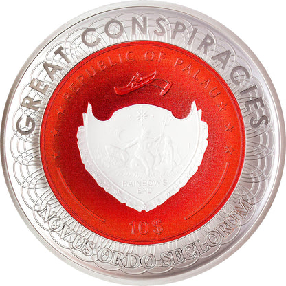 *NEW WORLD ORDER Great Conspiracies 2 Oz Silver Coin 10$ Palau 2021