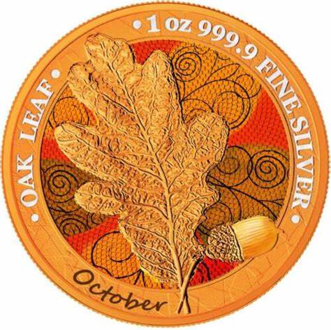 Germania 2019 5 Mark Oak Leaf 12 Months Series  October 1 Oz Silver Coin