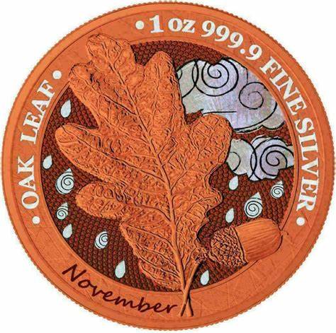 Germania 2019 5 Mark Oak Leaf 12 Months Series Novemeber 1 Oz Silver Coin
