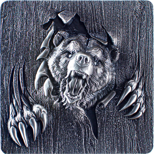 Korea Furious Beasts Bear Stacker 2 oz Silver Medal (01/25)