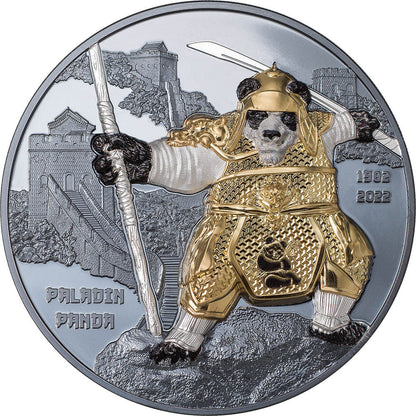 *PALADIN PANDA 40th Anniversary 3 Oz Silver Coin 20$ Palau 2022