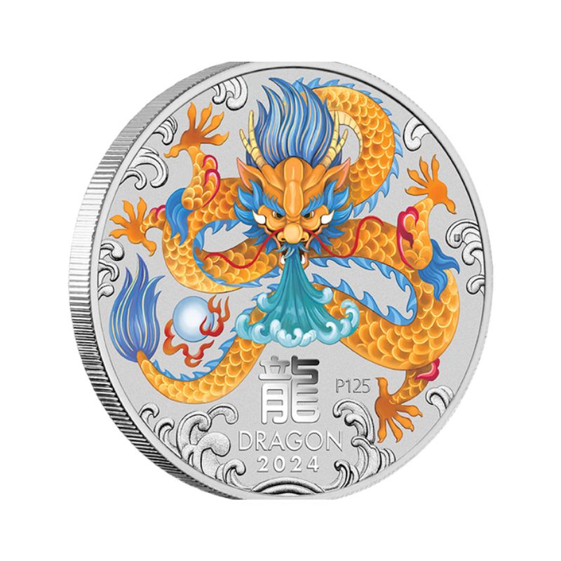 Perth 2024 1/2oz Lunar Dragon Color Silver BU (in cap)