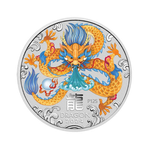 Perth 2024 1oz Lunar Dragon Color Silver BU (in cap)