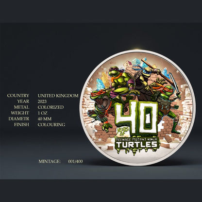 Perth Mint 40th Anniversary Colorized Coin 1oz .999 Silver TMNT