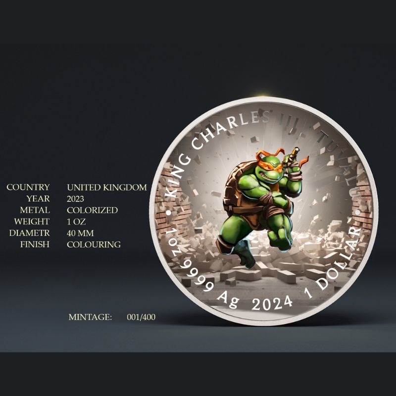 Perth Mint 40th Anniversary Colorized Coin 1oz .999 Silver TMNT