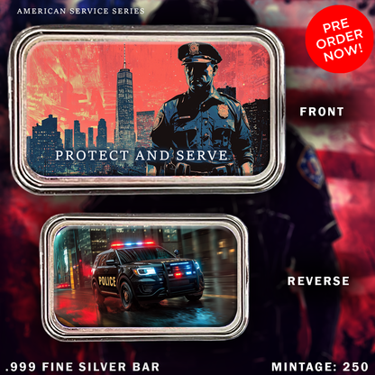 2025 American Service Workers Hero Bar 3rd in Series Police 1oz .999 Silver