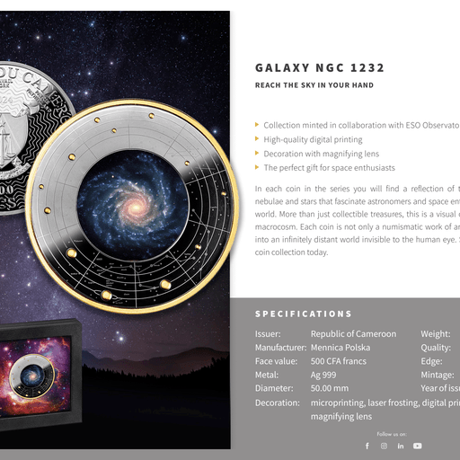 2023 Cameroon Spiral Galaxy NGC 1232 17.5g Silver Coin