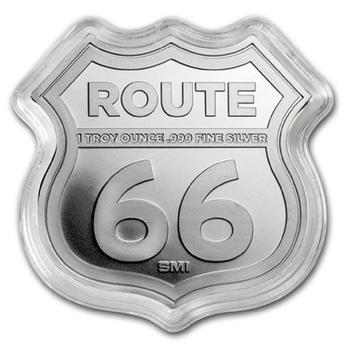 SET OF 8 ICONS OF ROUTE 66 COLLECTION .999 SILVER 1 OZ SHIELDS IN TIN GIFT BOX