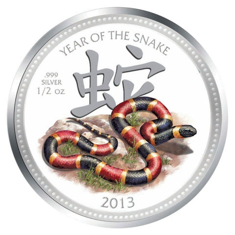 2013 Niue .5oz Silver Colored Coin Lunar Year of the Snake