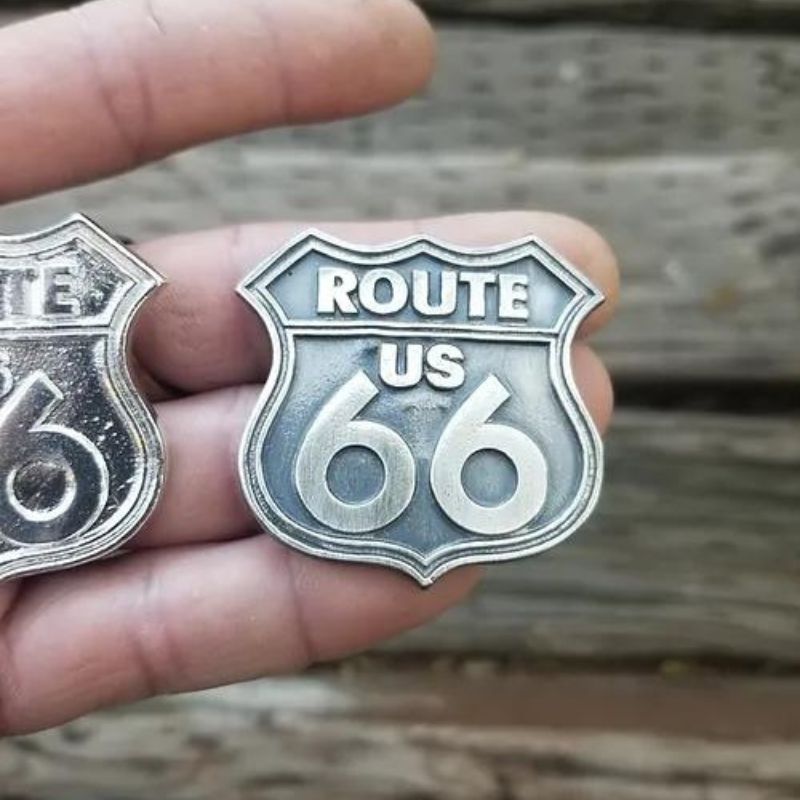 Route 66 Hand Poured Silver - Meticulously crafted silver piece celebrating the historical significance and iconic legacy of Route 66.