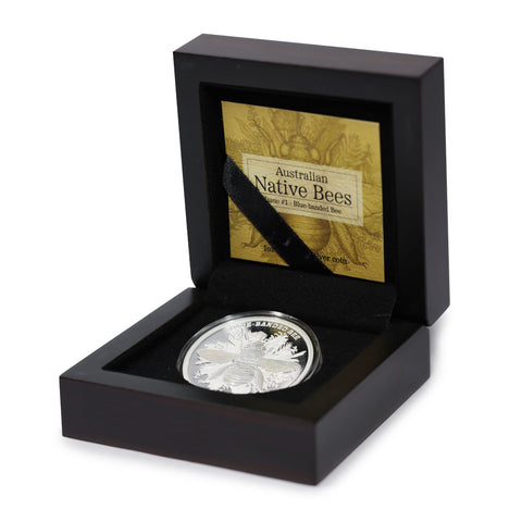 2025 1 oz Proof Hologram Niue Silver Blue-Banded Bee Coin (Box + CoA)