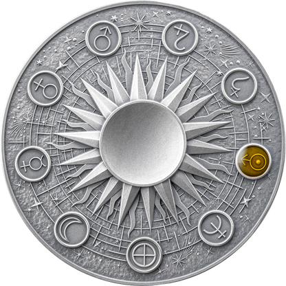 2025 Ghana 2oz Antique Color Gilding Uranus .999 Silver Coin