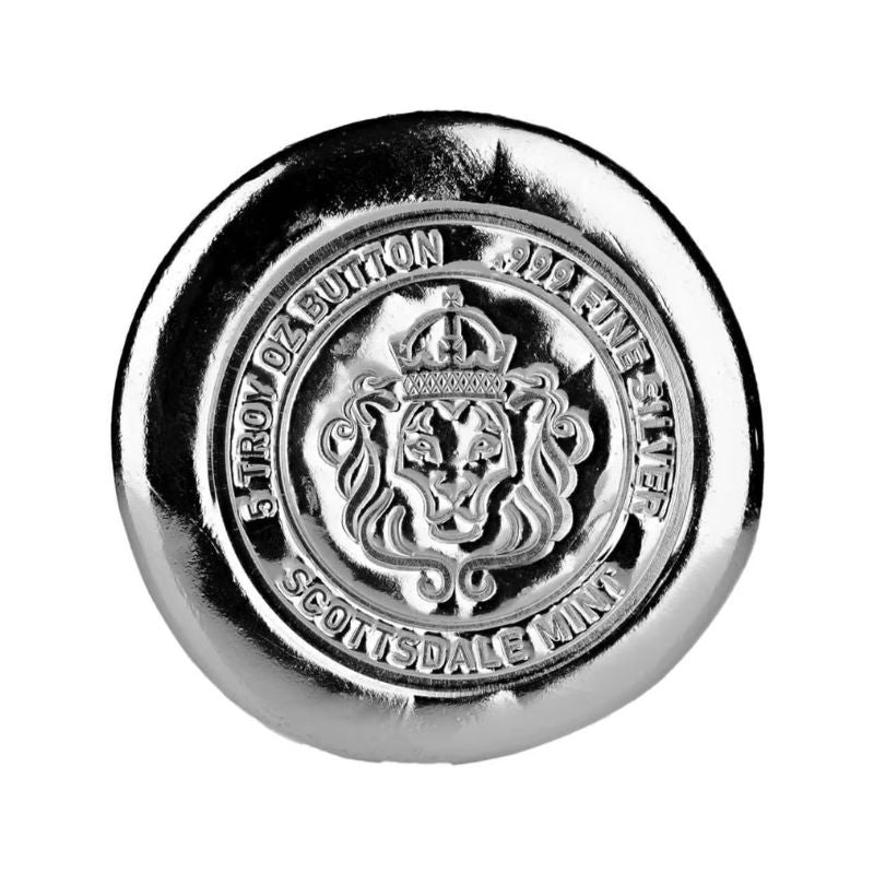 Scottsdale Lion Silver Button – 5 Troy Ounces .999 Fine Silver