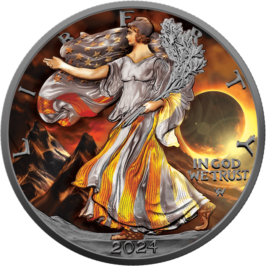 2024 USA American Eagle 1 oz Solar Eclipse Colorized Coin