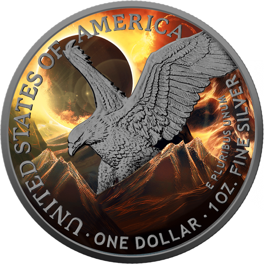 2024 USA American Eagle 1 oz Solar Eclipse Colorized Coin