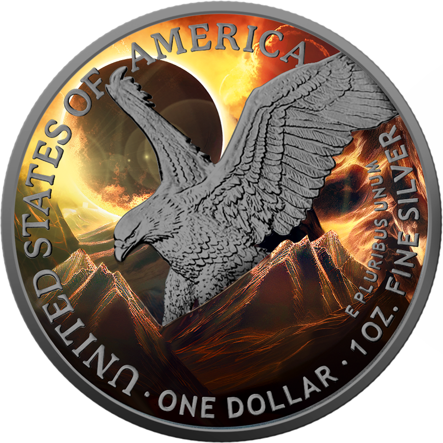 2024 USA American Eagle 1 oz Solar Eclipse Colorized Coin