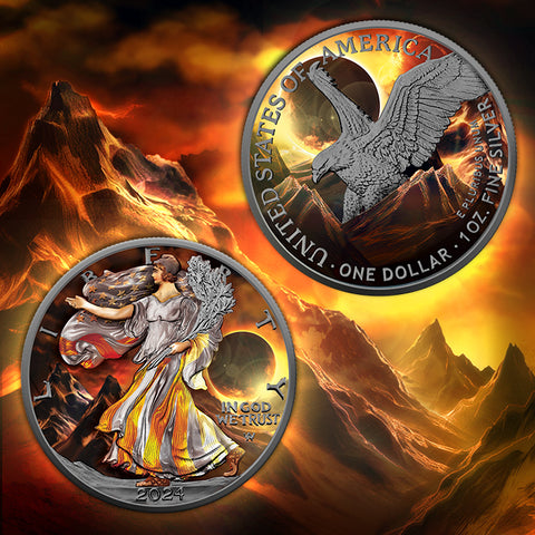 2024 USA American Eagle 1 oz Solar Eclipse Colorized Coin