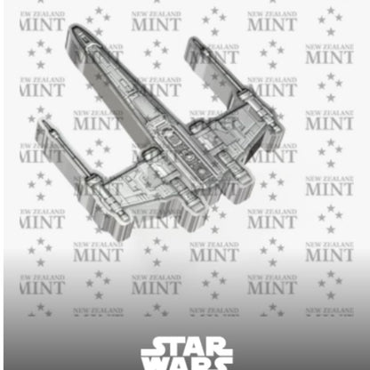 Star Wars X-Wing Starfighter 3 oz Silver Shaped Coin - Intricately designed collectible shaped like the iconic Star Wars fighter.