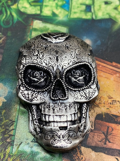 The Locker Mint Sugar Skull,ave Weight” Is 4 Ozt .999 Fine Silver